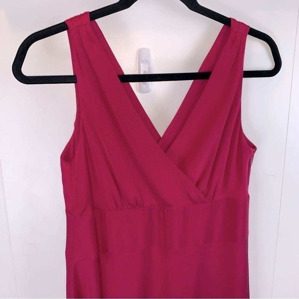 J. Crew 12P 100% Silk Hot Pink Fuchsia Empire Waist Bridesmaid Dress Wedding - Picture 2 of 6